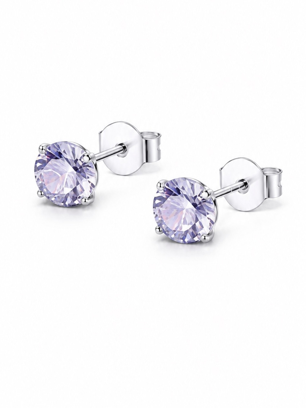 Light Purple CZ Stainless Steel Stud Earrings 20G